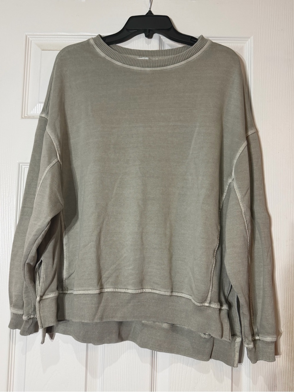 Zenana Outfitters Washed Sage Green Crewneck Sweatshirt